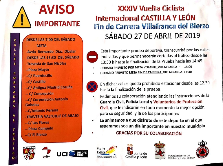 Foto de AVISO IMPORTANTE - XXXIV Vuelta Ciclista Internacional CASTILLA Y LEÓN