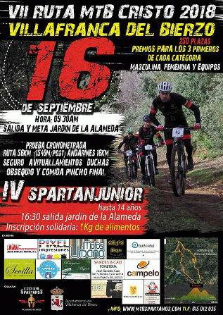 El Club Spartanos de Villafranca organiza la VII Ruta MTB Cristo 2018