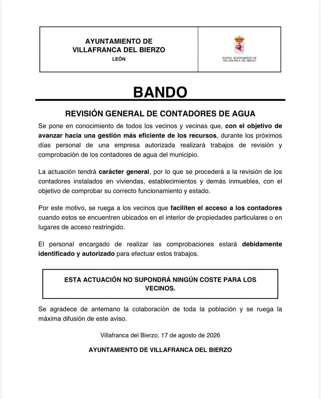 Foto de BANDO - REVISIÓN GENERAL DE CONTADORES DE AGUA