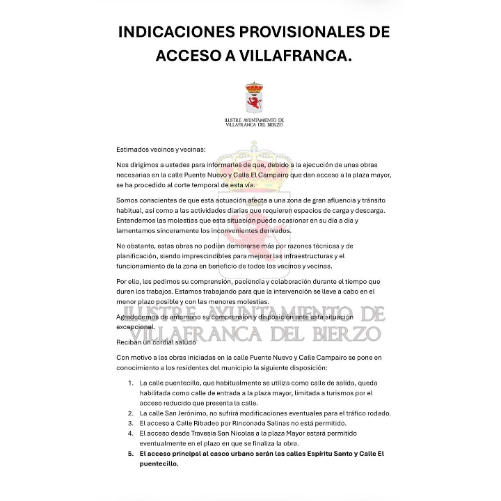 Foto de DISPOSICIÓN DE TRÁFICO TEMPORAL POR OBRAS