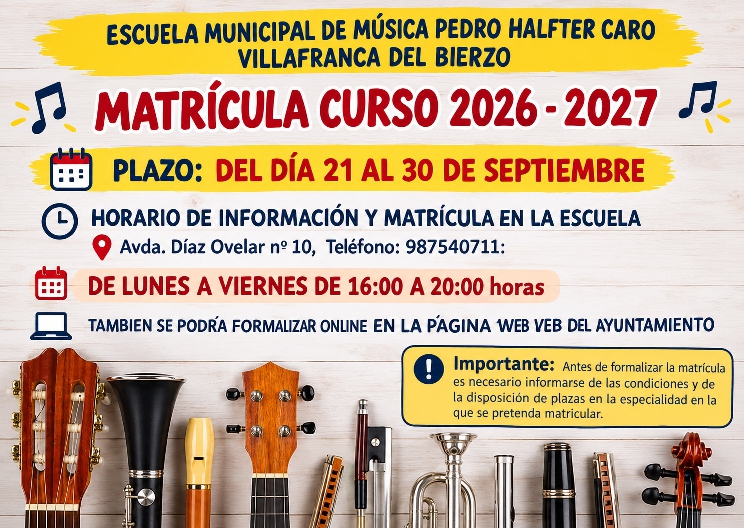 Foto de Abierto el plazo de matrícula en la Escuela de Música